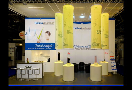 Messestand hellma mueller messebau analytica2014 2
