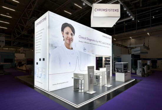 Messestand chromsystems mueller messebau analytica2024 2